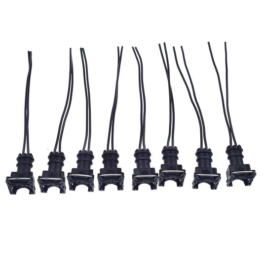 ya 2 8.15 8-Piece Dual Directional Fuel Injector EV1 Female Connector Plug clamp Wire Harness Tail line