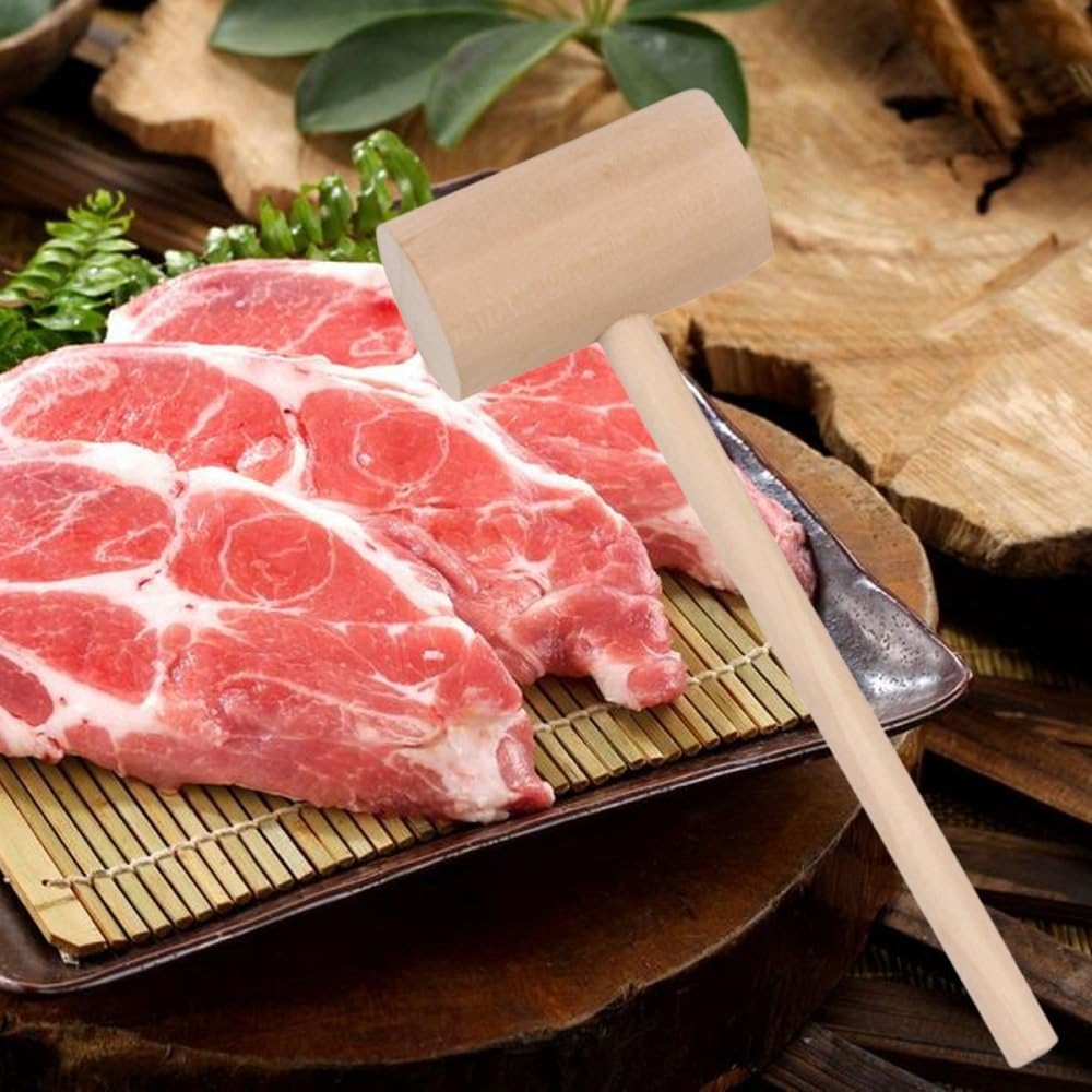 ya 14 9.20 baidi 4Pcs Meat Tenderizer Wooden Pounder Double Sided Tool for Pounding and-1