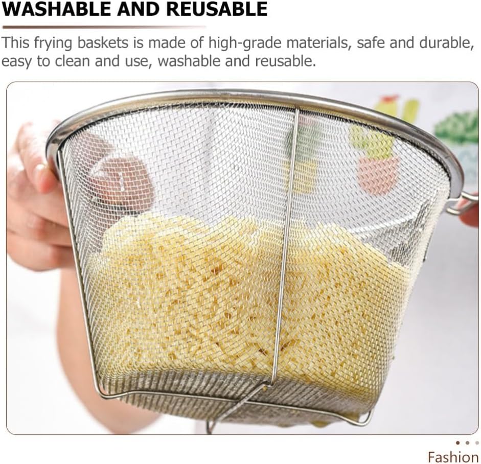 ya 14 9.20 baidi Foldable Slot Dad Small Deep Frying Basket Metal Mesh for Cooking-1
