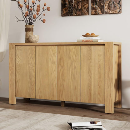 ya 28 10.13 baidi Buffet Cabinet - 4- Retro Wood Sideboard, Adjustable Shelves Natural