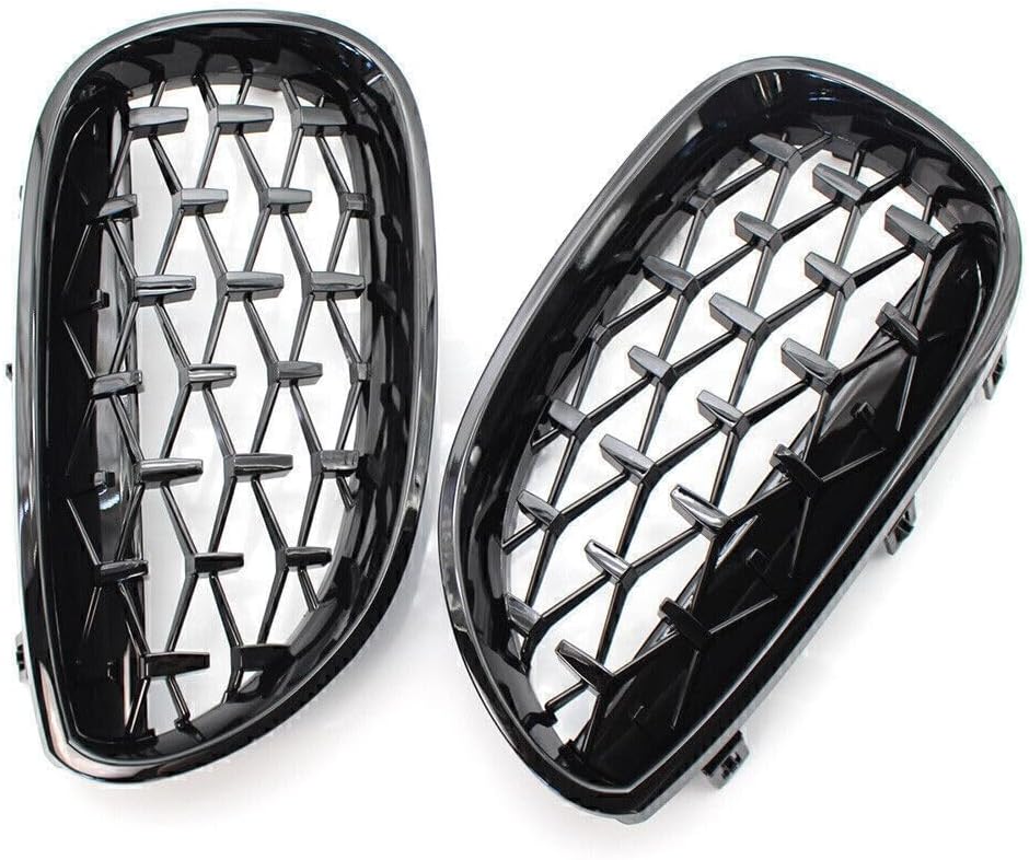 ya 4 8.14 for BMW E60 2003-2009 08 5 Series Gloss Black Diamond Meteor Front Kidney Grill