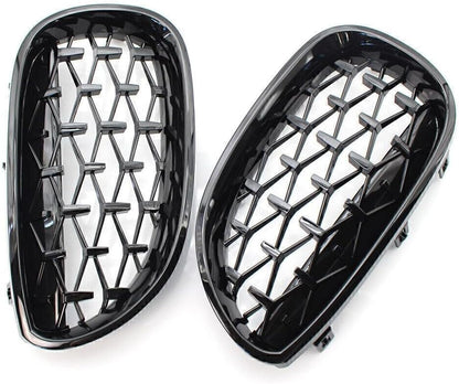 ya 4 8.14 for BMW E60 2003-2009 08 5 Series Gloss Black Diamond Meteor Front Kidney Grill