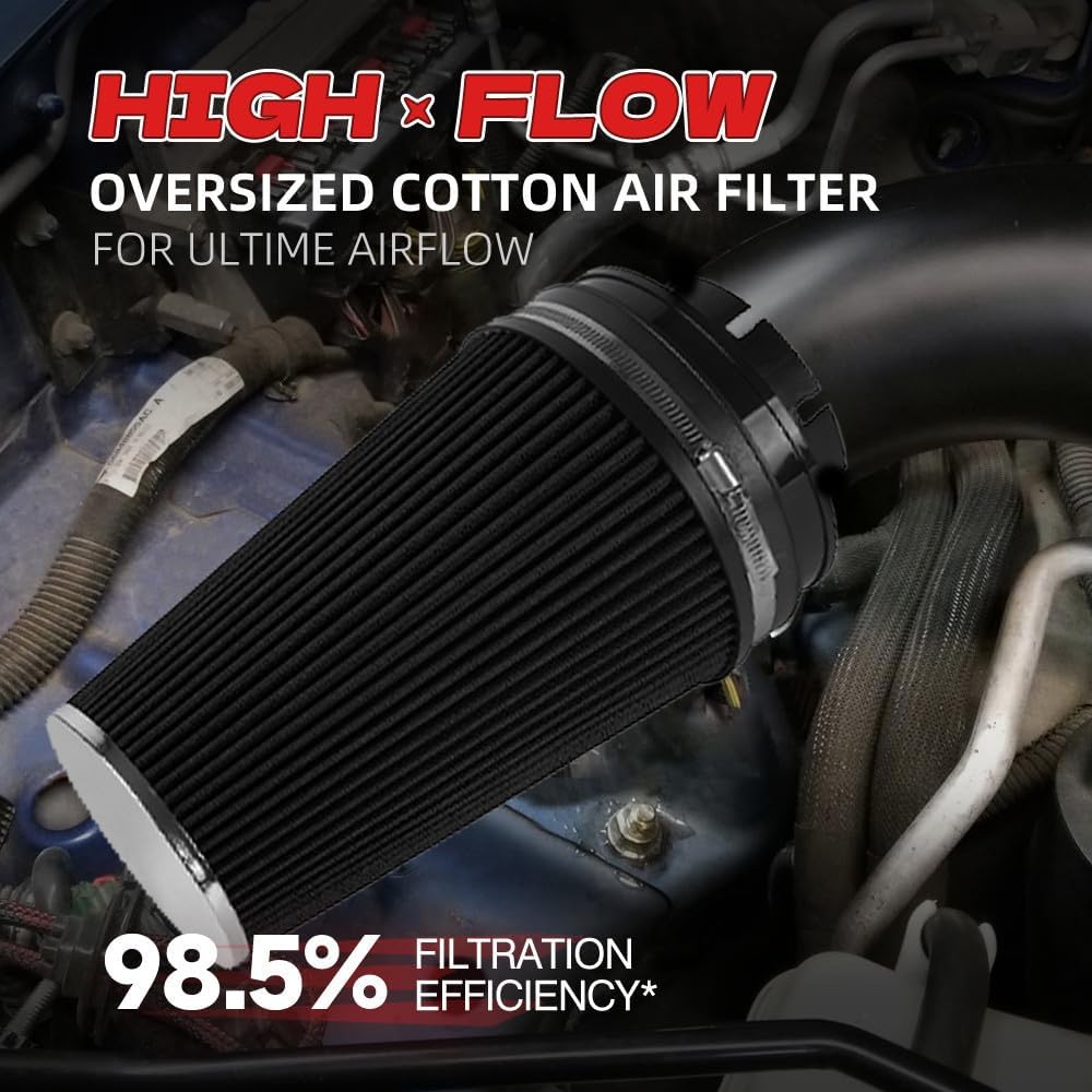 ya 13 9.15 baidi 4'' 102mm Long High Flow Inlet Cone Dry Filter Cold Air Intake Replacement