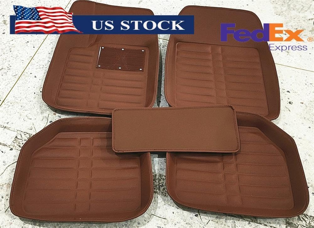 ya 4 8.10 5X Car Floor Mats Front & Rear Liner Waterproof Weather Universal Auto Mat Brown