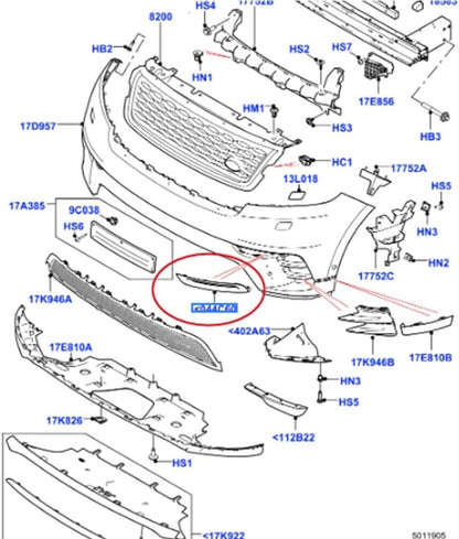 ya 2 8.15 Vordere Sto?f?nger-Nebel-Lichtabdeckung for Land Rover for Range Rover Velar 18-21 R