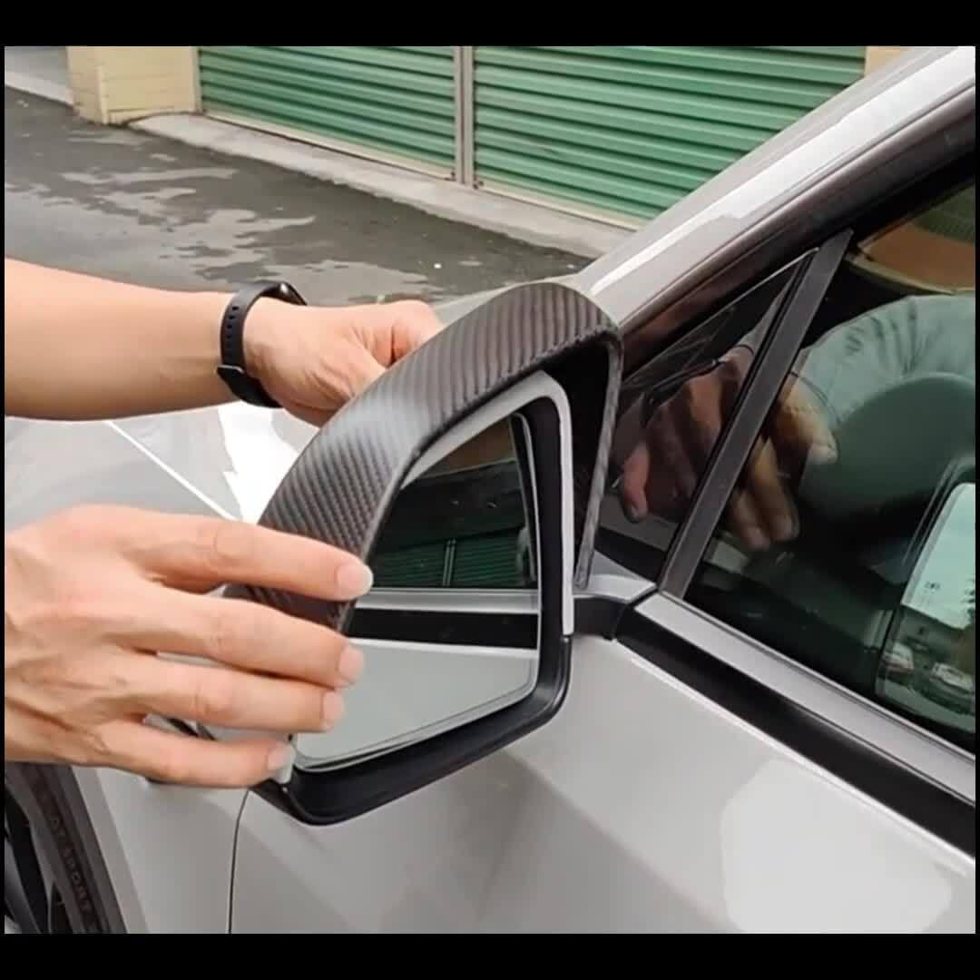 ya 11 9.14 baidiFor for Tesla for Model 3 2016-2022 Matte Real Carbon Fiber Rear view Mirror Cover Horn