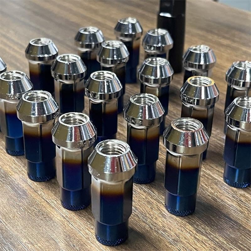 ya 10 9.16 baidi 20pcs M12x1.5 Lug Nuts 48mm Steel Open End Wheel Nuts Bolts Grilled Blue