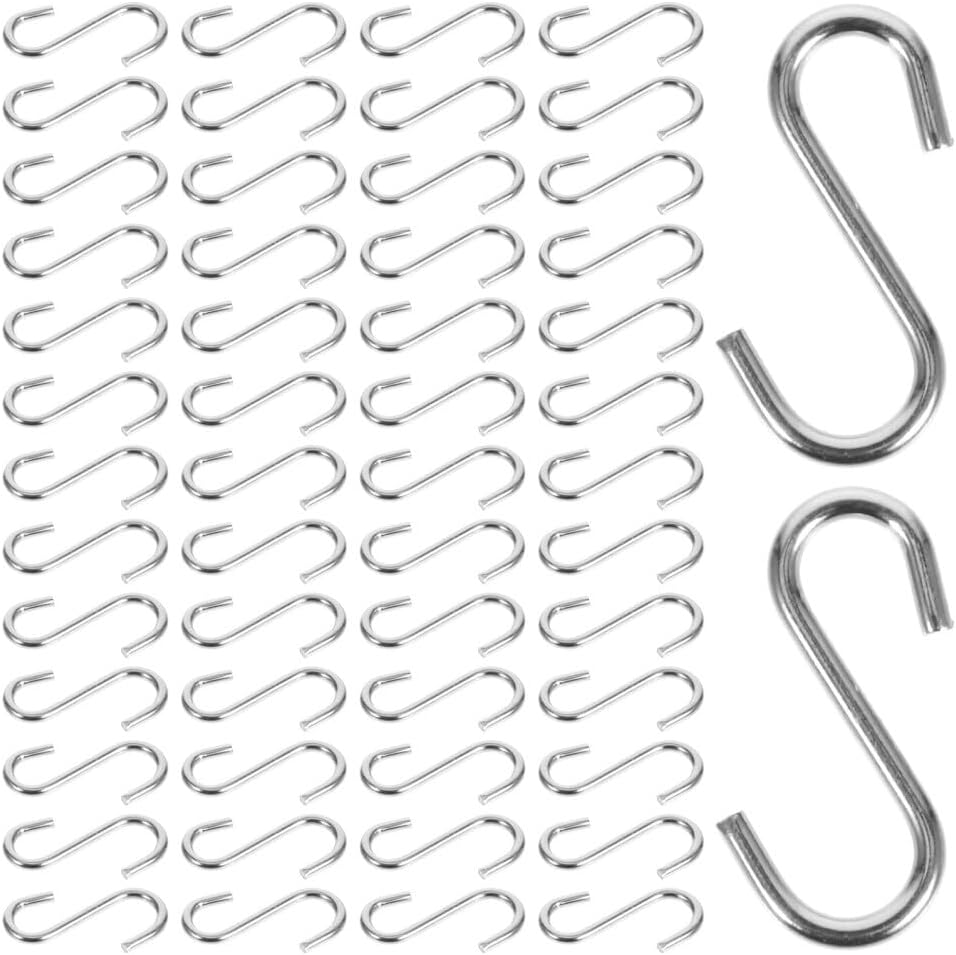 ya 26 10.21 baidi 100PCS Stainless Steel Hangers Metal DIY Jewelry Hanging Hooks S-Shaped Hooks