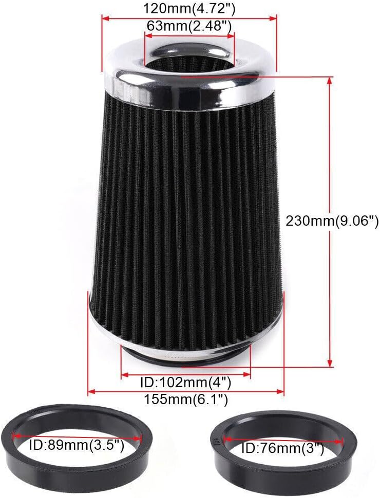 ya 13 9.15 baidi Universal Clamp On Cone High Flow Air Intake Filter 9 Tall 3 3.5 4 Inlet