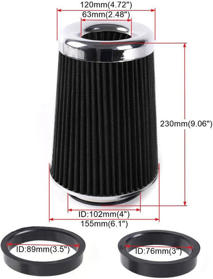 ya 13 9.15 baidi Universal Clamp On Cone High Flow Air Intake Filter 9 Tall 3 3.5 4 Inlet