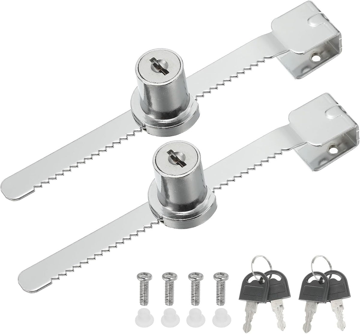 ya 26 10.21 baidi Glass Cabinet Lock, 2Pcs Keyed Different Single Swing Showcase Locks, Silver-2
