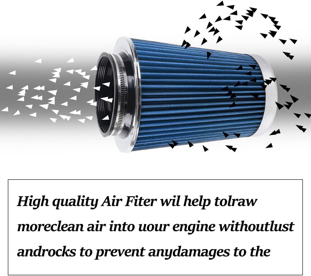 ya 13 9.15 baidi High Flow Per for MAN ce Cold Air Intake Air Filter 3, 3.5, 4 Inlet, 7.8 Tall