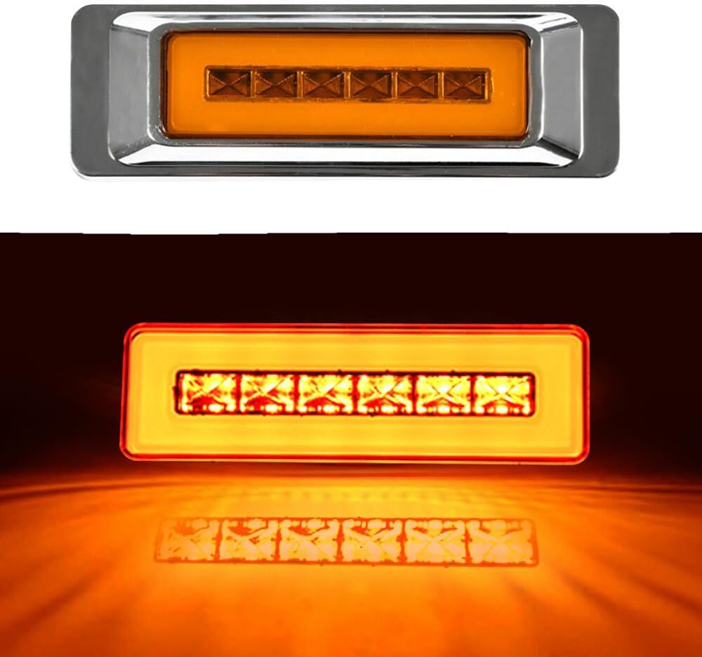 ya 14 9.20 zhengce 2pcs Amber Chrome Rectangle LED Side Marker Lights Truck Car Turn Signal La-1