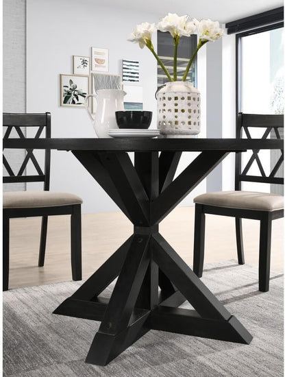 ya 28 10.13 baidi Cross-Buck Solid Wood Black 5-Piece Dining Set
