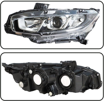 ya 4 8.10 Halogen Projector Headlight Fit For 2016-2020 for Honda for Civic Driver Left Side
