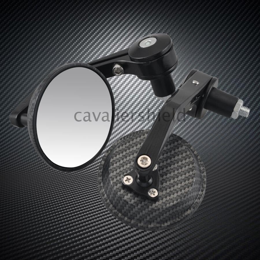 ya 13 9.15 baidi Pair 7/8 22mm Carbon Fiber Motorcycle Round Rearview Handle Bar End Side Mirror