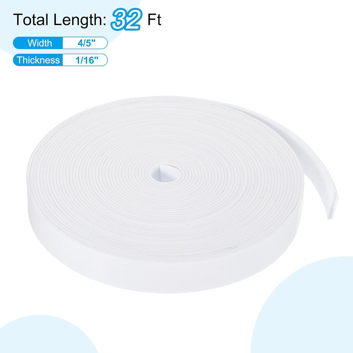 ya 26 10.21 baidi Weather Stripping Door Seal 4/5 Inch x 1/16 Inch x 32 Ft Self Adhesive White