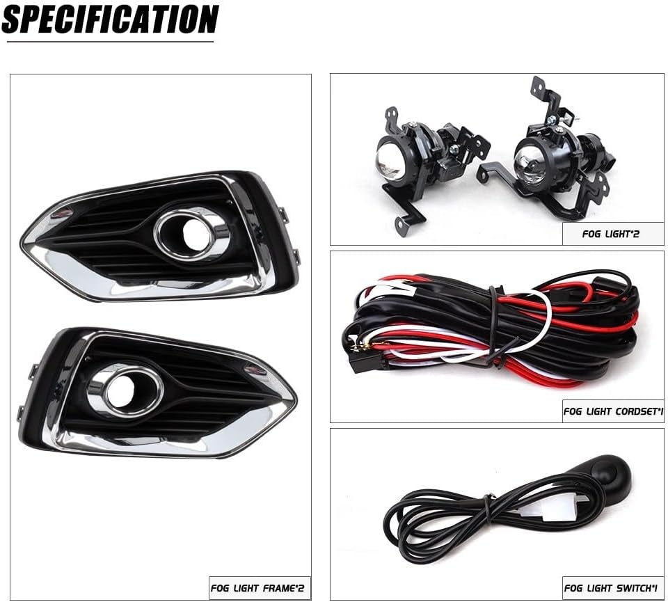 ya 7 8.24 baidi Bumper Fog Light Kit w/Wiring Switch Bezel for Hyundai Accent 2018-2019 2020