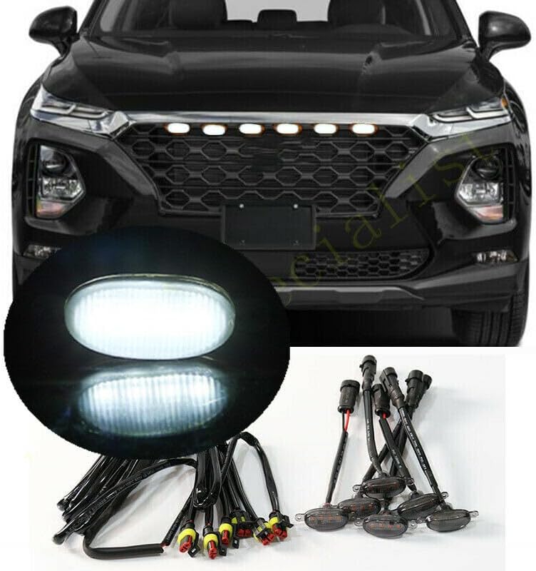 ya 3 8.24 baidi Smoke Front Grille White LED Lights Raptor Style DRL for Hyundai Santa Fe 19-2021