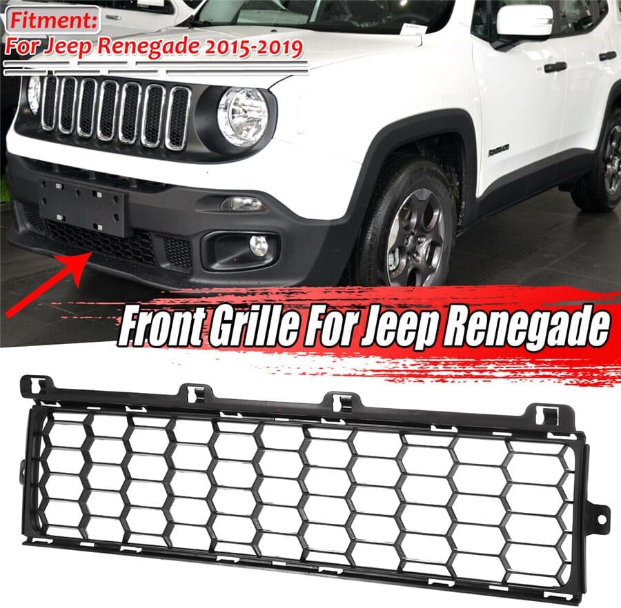 ya 2 8.15 Suitable for 2015-19 for Jeep Renegade Matte Black Honeycomb Grille Front Lower Bumper Grille