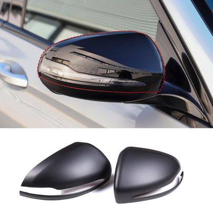 ya 11 9.14 baidi2-Pack Matte Black Rearview Mirror Cap Decoration for Mercedes-Benz C W205 E W213 GLC X253 S W222-