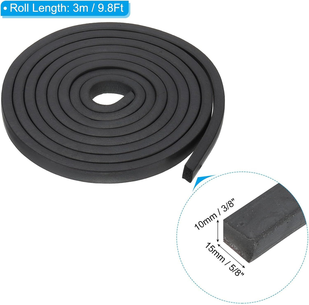 ya 26 10.21 baidi 9.8Ft Weather Stripping Door Seal, 5/8W x 3/8T EPDM Rubber Foam Seal Strip