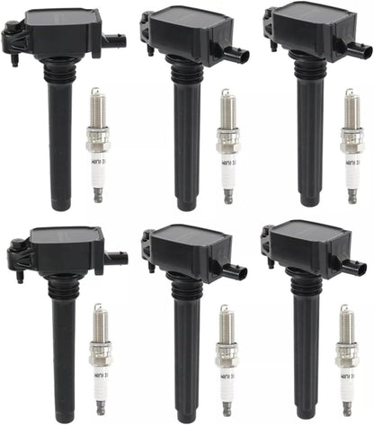 ya 9 10.24 for Dodge for Jeep 6PCS Ignition Coil & Iridium Spark Plug for Chrysler