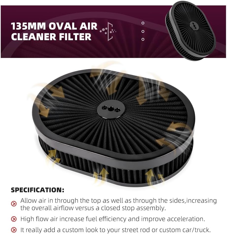 ya 13 9.15 baidi For 5-1/8 Carburetors Demon BK 12Oval Full Finned Air Cleaner Washable Filter