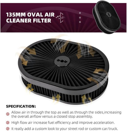 ya 13 9.15 baidi For 5-1/8 Carburetors Demon BK 12Oval Full Finned Air Cleaner Washable Filter