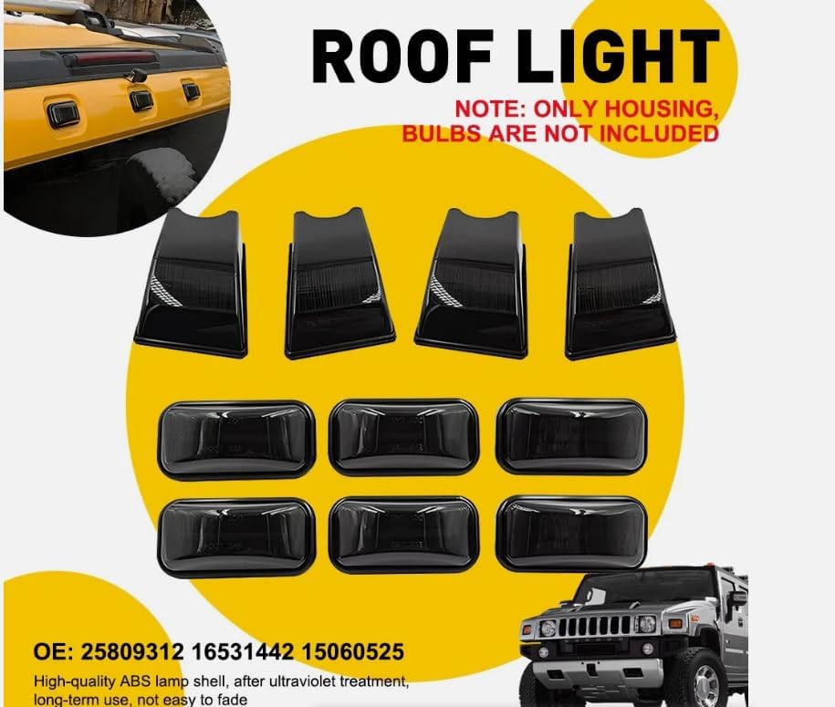 ya 7 8.24 baidi 10 Pieces black Top Roof Cab Marker Light Housing Protective Covers for HUMMER H2 / SUT 2003-2009