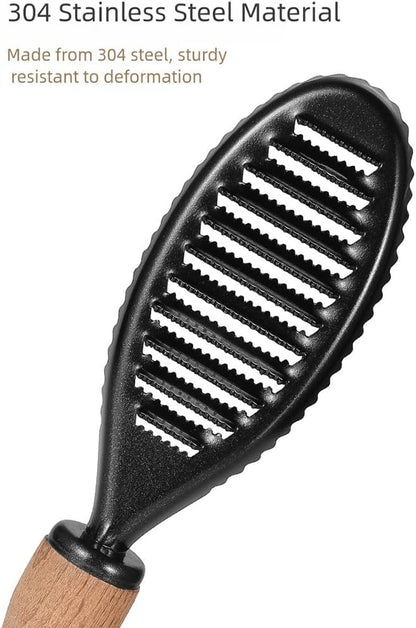 ya 14 9.20 baidi Stainless Steel Fish Scale Remover with Wood Handle for Trout and Perch Scaling-1