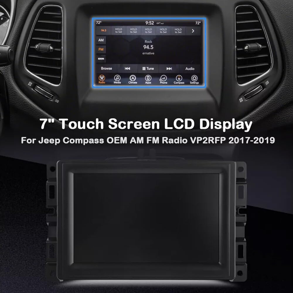 ya 6 8.24 baidi Display Touch Screen 7 Inch LCD Screen for 2017-2020 for Jeep Compass Radio Navigation Replacement 