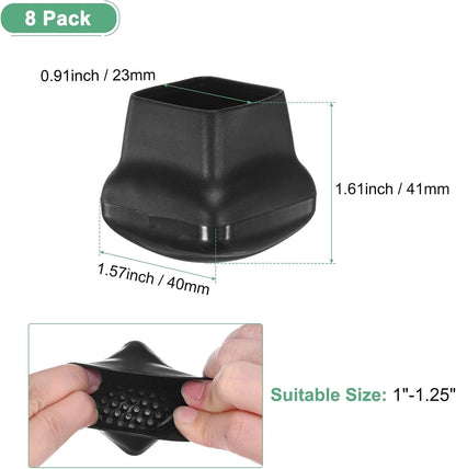 ya 26 10.21 baidi 8-Pack Chair Leg Floor Protectors, 1-1.25 Square PTFE C [Black]