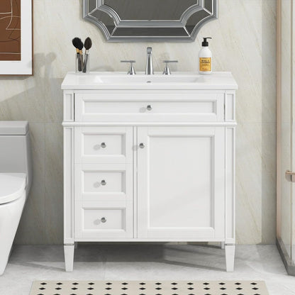 ya 28 10.13 baidi 30'' Bathroom Vanity Modern w/ Single Sink, 2 Drawers + Tip-out Drawer, Whi