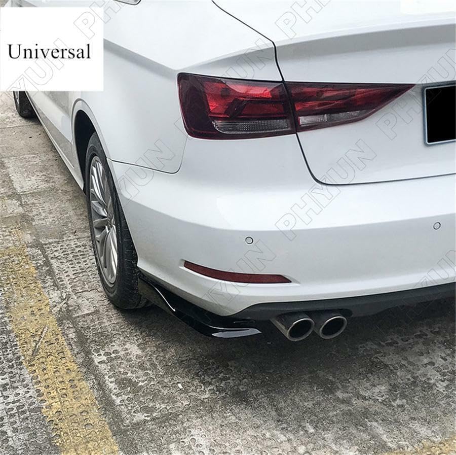 ya 2 8.15 Pair Car Rear Bumper Spoiler Lip Wrap Angle Splitter Protector Kit Glossy Black