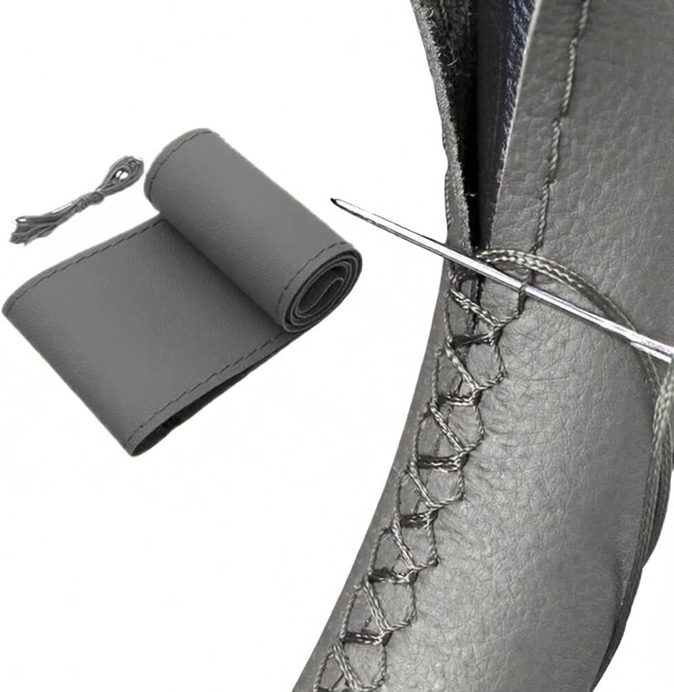 ya 28 10.13 zhengce Car Gray Hand Sew Steering Wheel Cover DIY Hand Sewing Leather Covers 15 ?