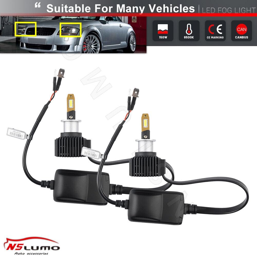 ya 4 8.10 2x LED h3 white fog driving bulbs 6500k CANbus multi-model fog lights 