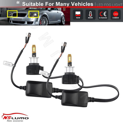 ya 4 8.10 2x LED h3 white fog driving bulbs 6500k CANbus multi-model fog lights 