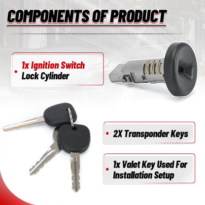 ya 9 10.24 Ignition Lock Cylinder w/Chip 3 Keys Prog for Ram med for GM for Chevy Express 15919460