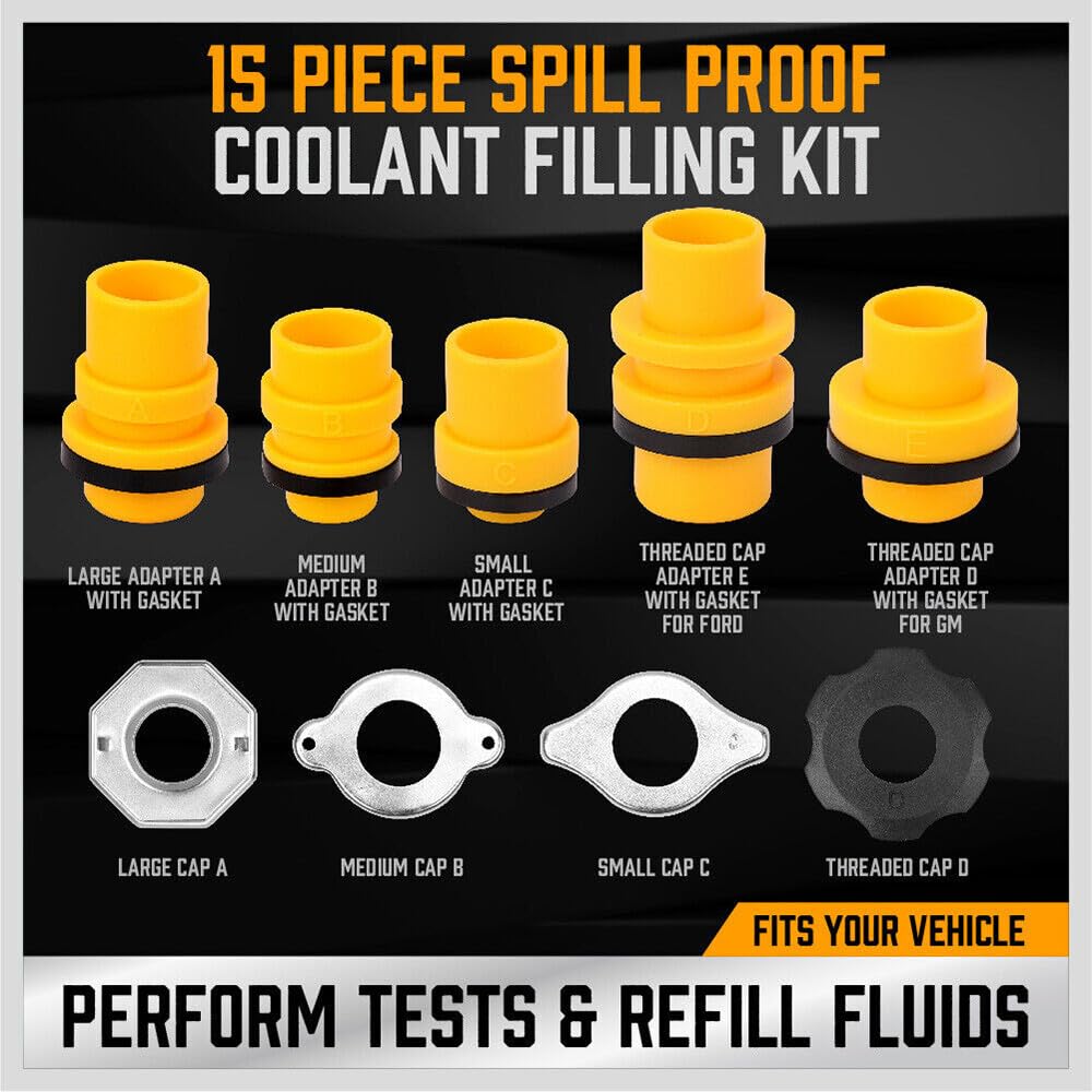 ya 13 9.15 baidi Spill Proof Radiator Coolant Filling Funnel Kit Car Auto Fluid Cooling System US