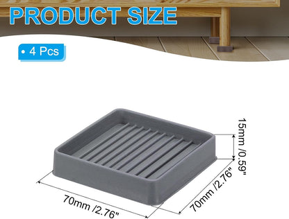 ya 26 10.21 baidi 4 Pack Square Rubber Furniture Pads 2.5x2.5 for Furniture Feet, Grey