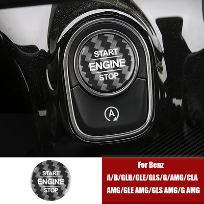 ya 8 8.24 baidi Fit for Mercedes-Benz Carbon Fiber Engine Start Stop Button Cover Trim Black