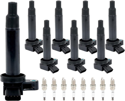 ya 9 10.24 8 Ignition Coils & 8 Iridium Spark Plugs for Toyota Tundra Sequoia 4.7L V8 UF230