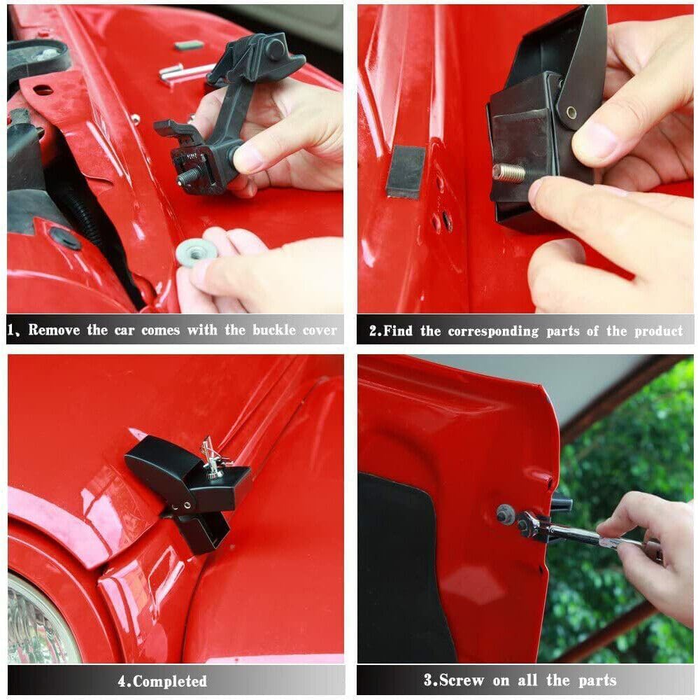 ya 4 8.14 Locking Hood Catch Latch Buckle Pins Lock Kit for 2007-2017 for Jeep for Wrangler JK JKU