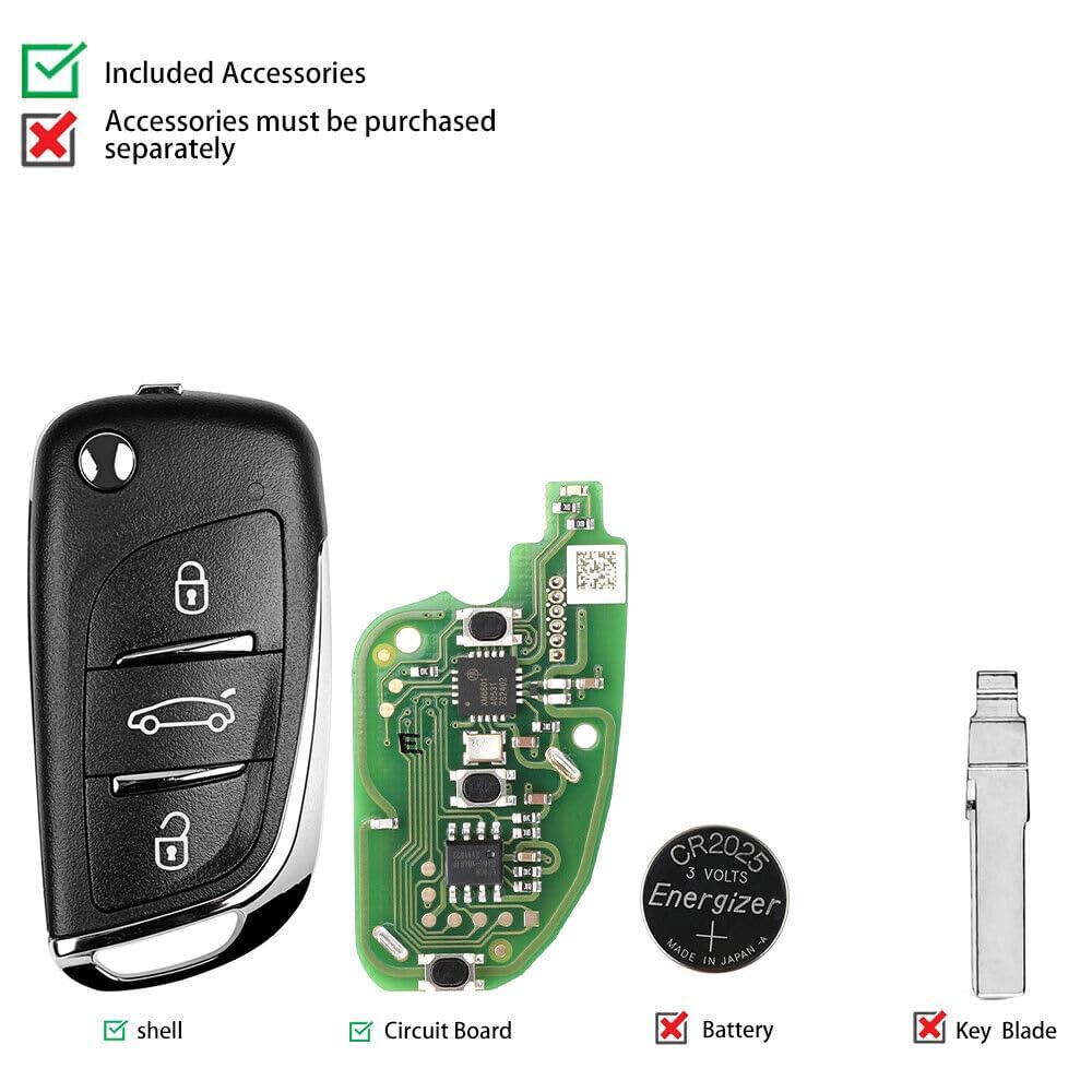 ya 3 8.24 baidi 5Pcs XK for DS 00EN Flip for DS Style Wire Remote Key 3 Buttons for VVDI Key Tool