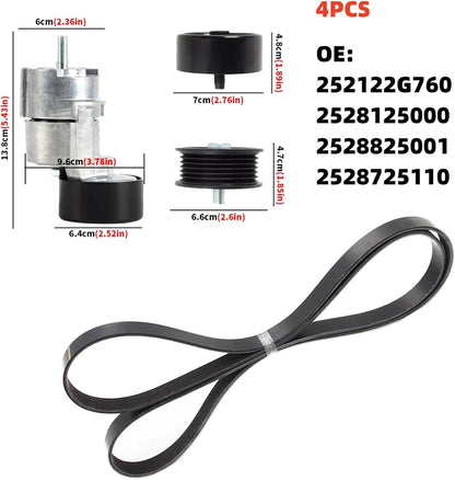 ya 14 9.20 zhengce Engine Belt Tensioner & Idler Pulley V-Ribbed Belt Kit for Kia 2.0 2.4L 6PK-1