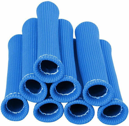 ya 4 8.10 for Ford 8PCS Blue High Temp Spark Plug Wire Boot Heat Shield Blanket Header