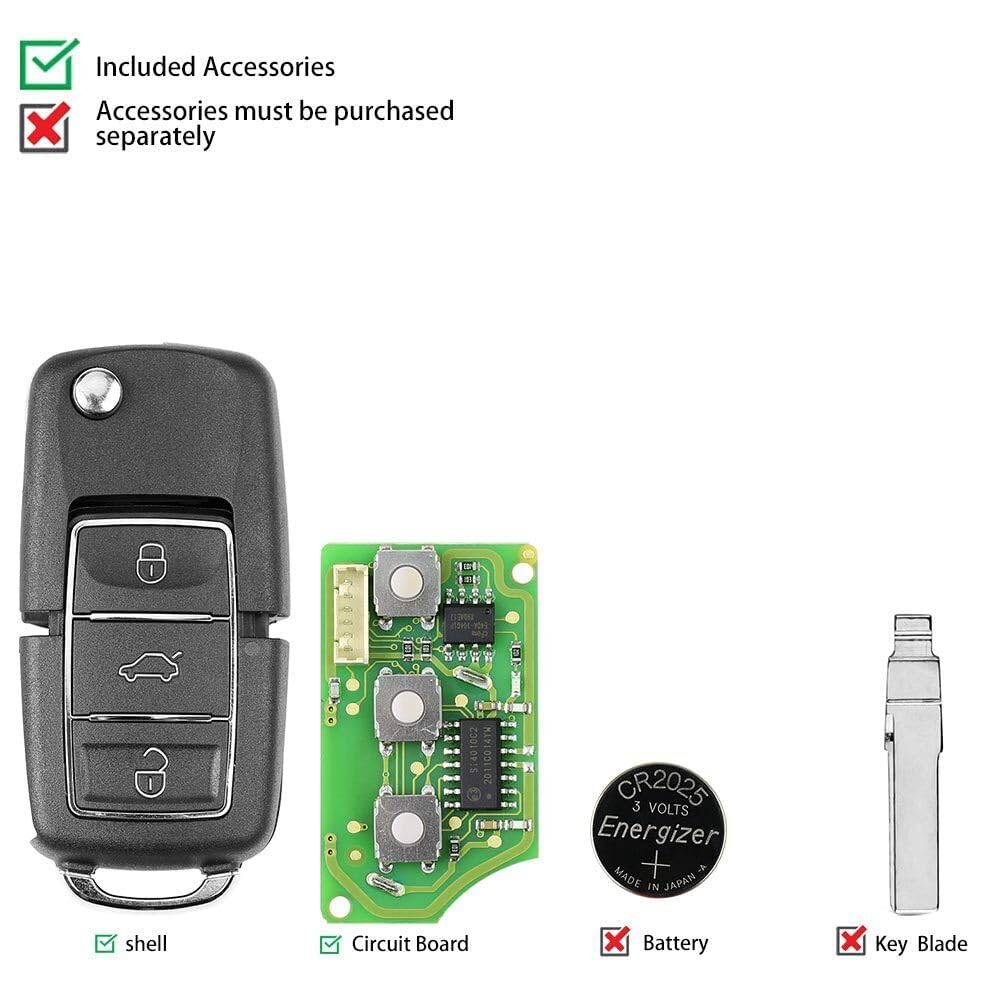 ya 3 8.24 baidi 5X XKB506EN Universal Wire Remote Key Flip 3 Buttons for V.W B5 VVDI Tool