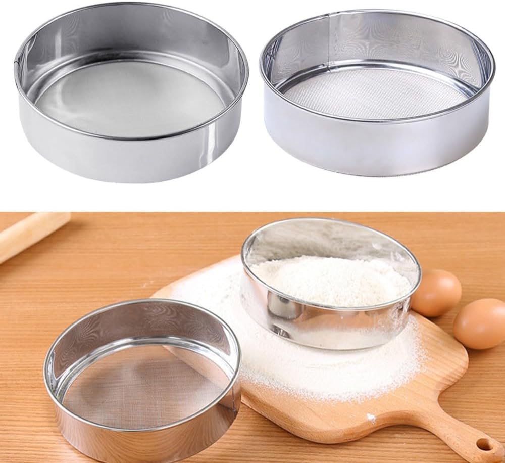ya 14 9.20 baidi 2 Pcs Baking Tools Fine Mesh Sieve Flour Stainless Steel Sifter Gadgets-1