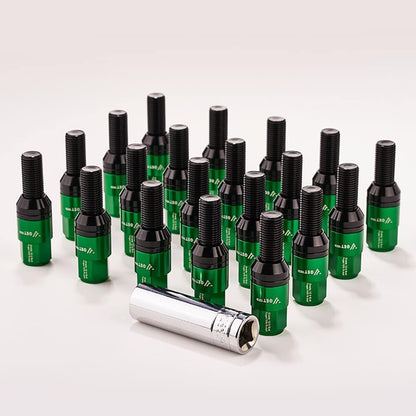 ya 10 9.16 baidi 20 Pack Green M12x1.25 Wheel Lug Bolts Tapered for SEAT Studs 28mm Shank for Jeep for Chrysler -